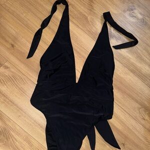 Black Abercrombie Plunge One Piece
